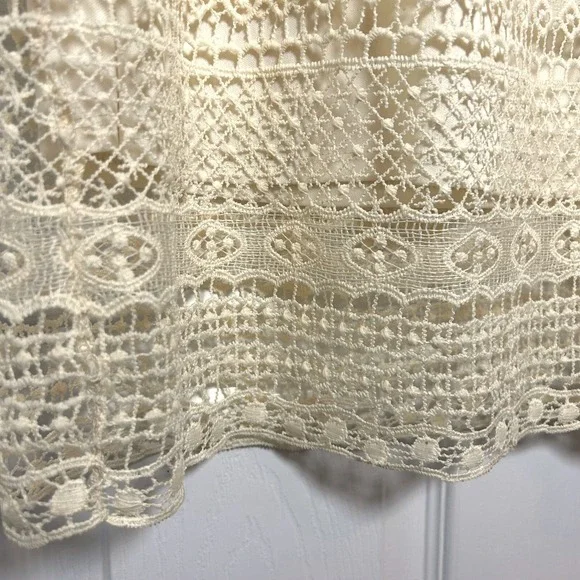 J. Gee Cream Lace Crochet Boho Midi Skirt Elastic Waist XL - Picture 4 of 6